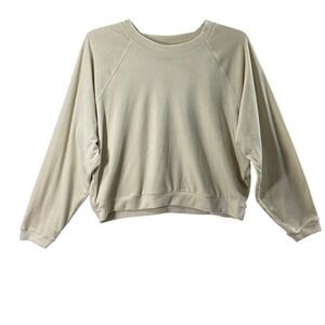 Wonderly Studio Cropped Top Womens Large Cream Velour Soft‎ Cozy